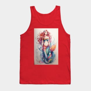 Color Pencil Art Mermaid Tank Top